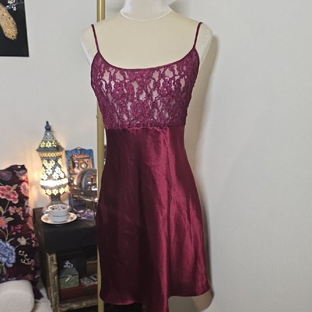 Victoria's Secret Burgundy Lace Chemise